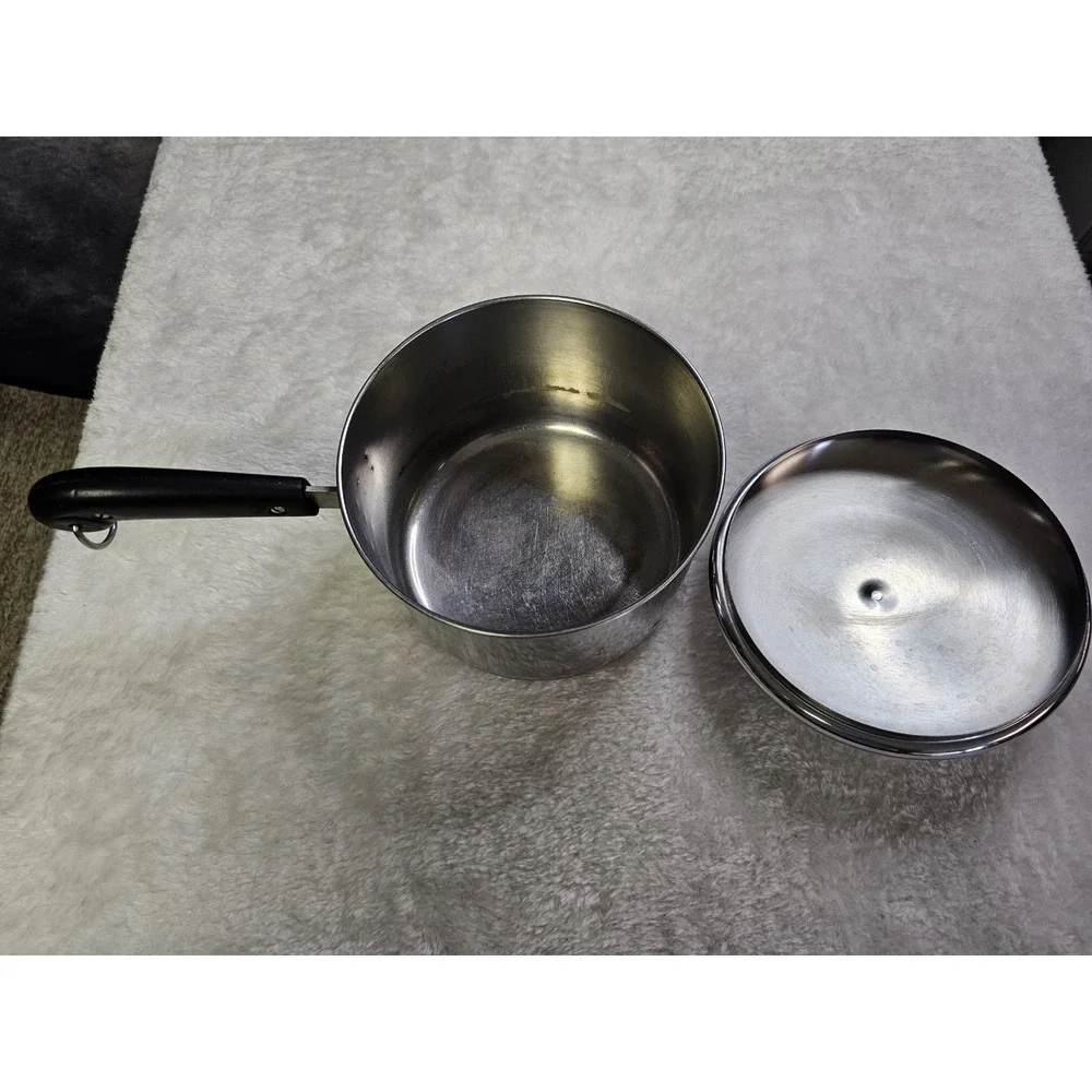 Vintage Revere‎ Ware 3 Qt Pot Lid Stainless Steel Copper Bottom Process Pat USA